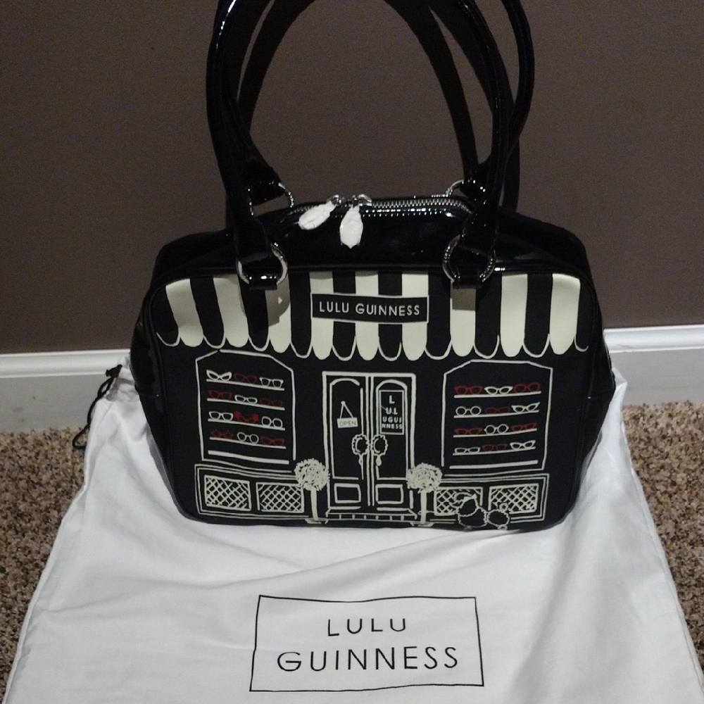 Lulu Guinness Black and Cream Satchel